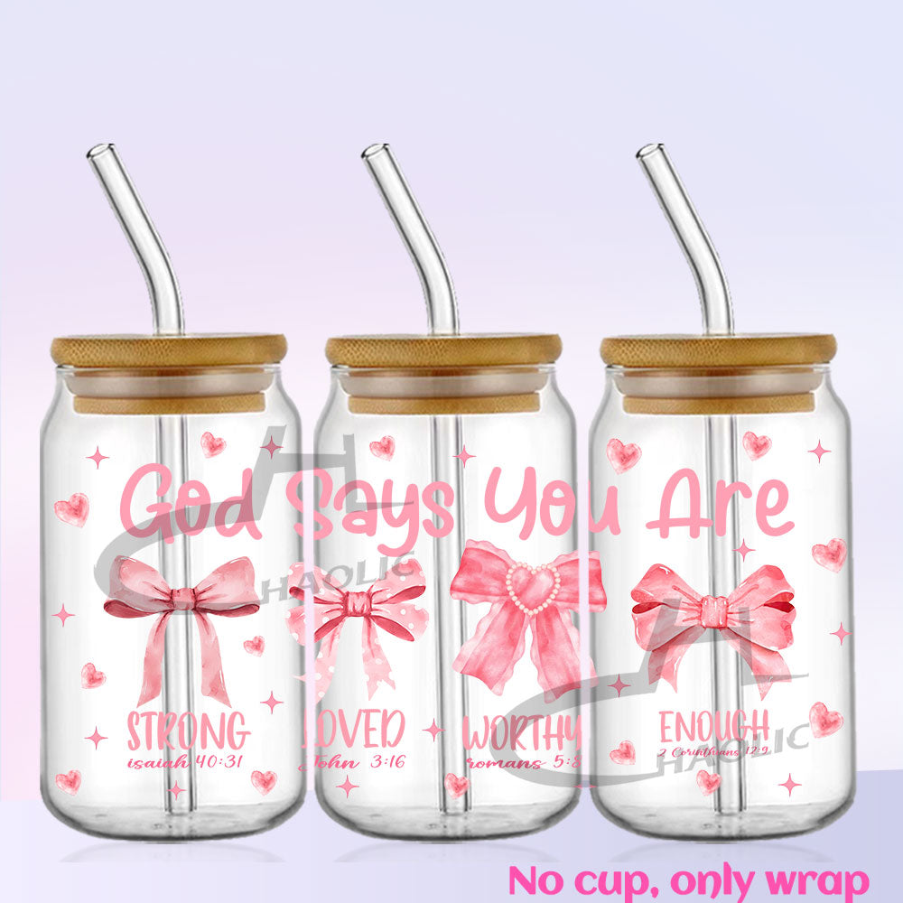 Pink Bow UV DTF Cup Wraps 16oz