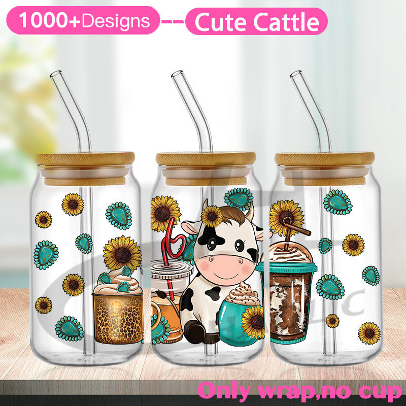 Cute Cattle UV DTF Cup Wraps 16oz