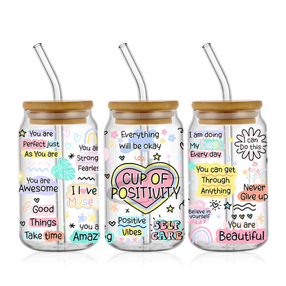 Positive Words UV DTF Cup Wraps 16oz