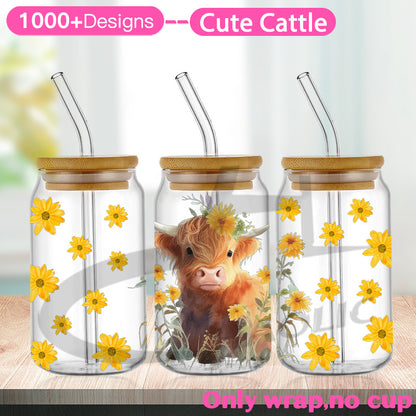 Cute Cattle UV DTF Cup Wraps 16oz