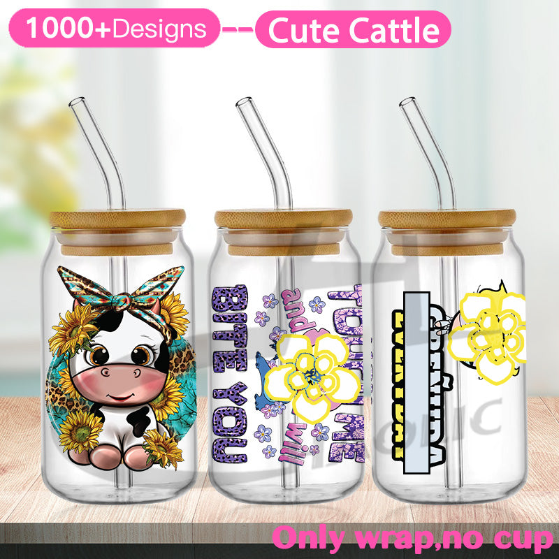 Cute Cattle UV DTF Cup Wraps 16oz