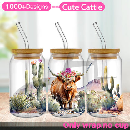 Cute Cattle UV DTF Cup Wraps 16oz