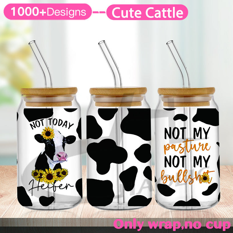 Cute Cattle UV DTF Cup Wraps 16oz