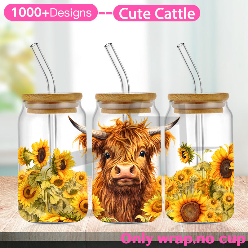 Cute Cattle UV DTF Cup Wraps 16oz