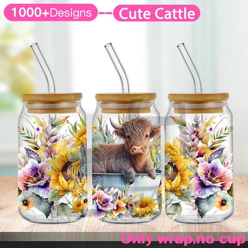 Cute Cattle UV DTF Cup Wraps 16oz