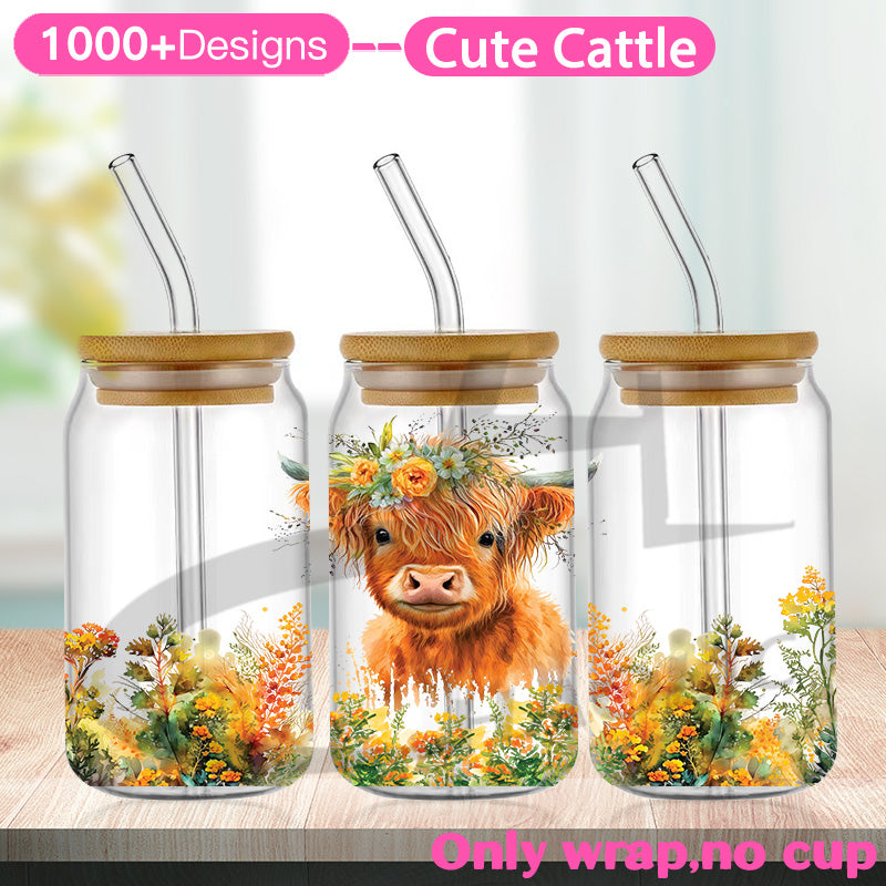 Cute Cattle UV DTF Cup Wraps 16oz