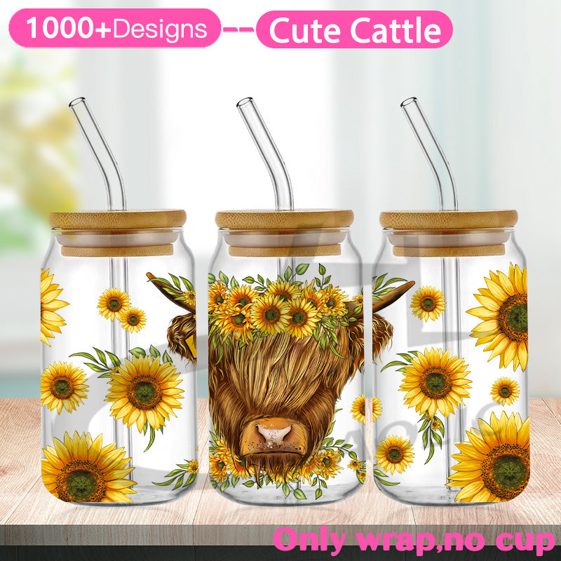 Cute Cattle UV DTF Cup Wraps 16oz