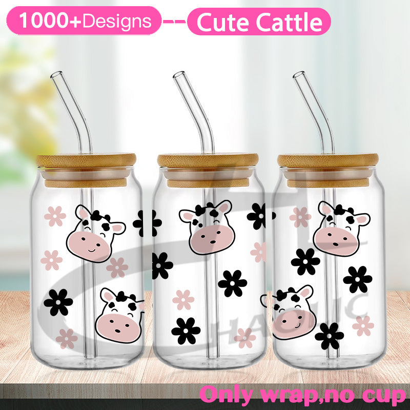 Cute Cattle UV DTF Cup Wraps 16oz