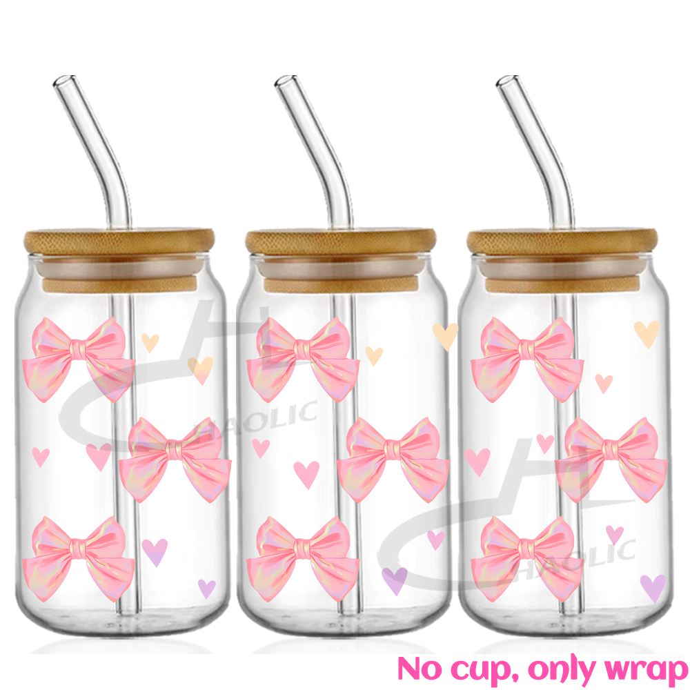 Pink Bow UV DTF Cup Wraps 16oz