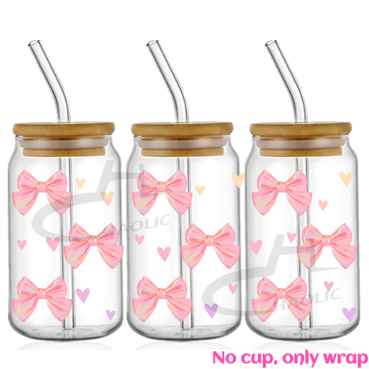 Pink Bow UV DTF Cup Wraps 16oz