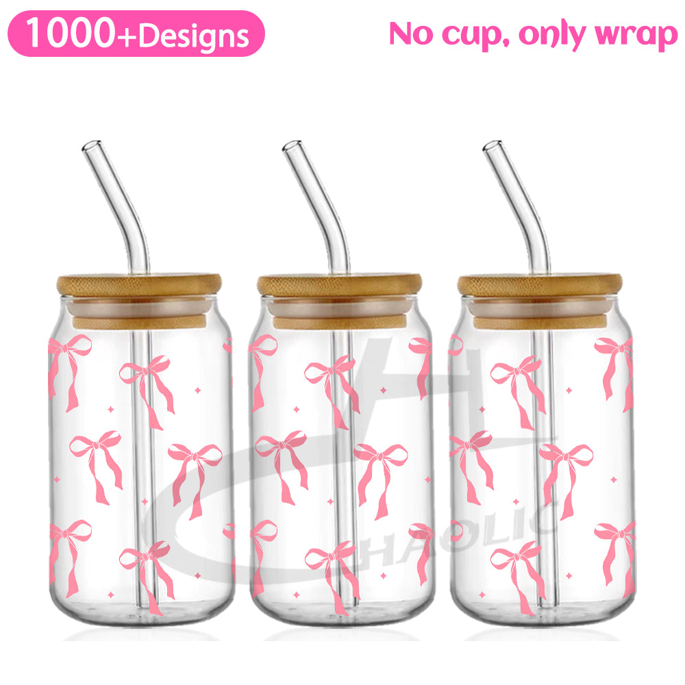 Pink Bow UV DTF Cup Wraps 16oz