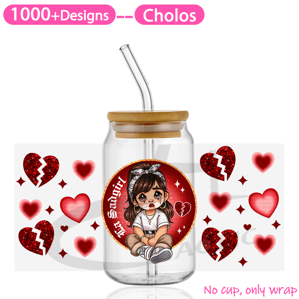 Cholo  Valentine's Day  UV DTF Cup Wraps 16oz